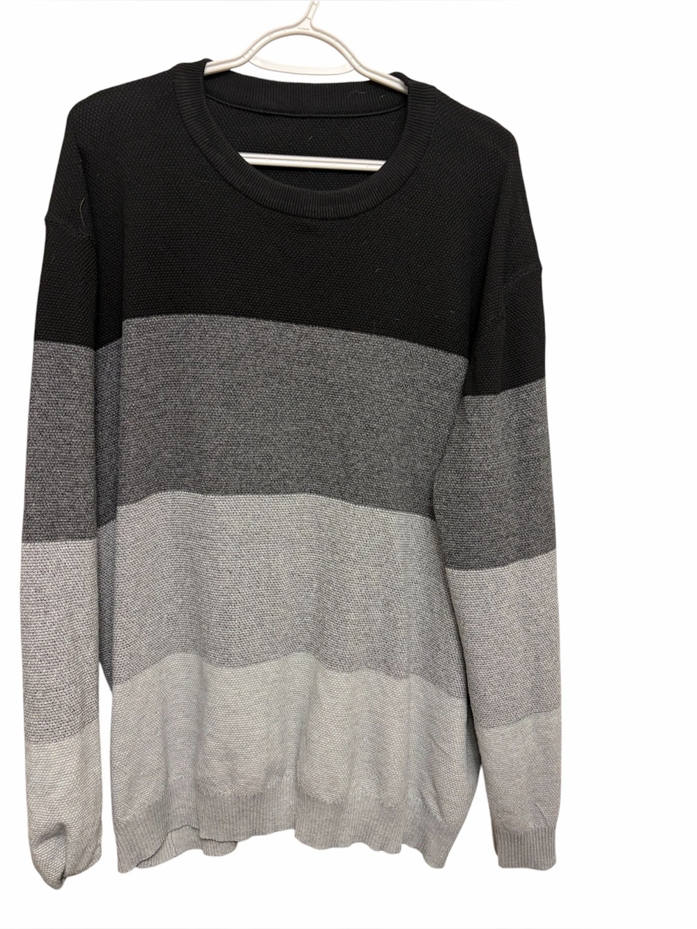 SHEIN Men’s Striped Crewneck Sweater - Black & Gray